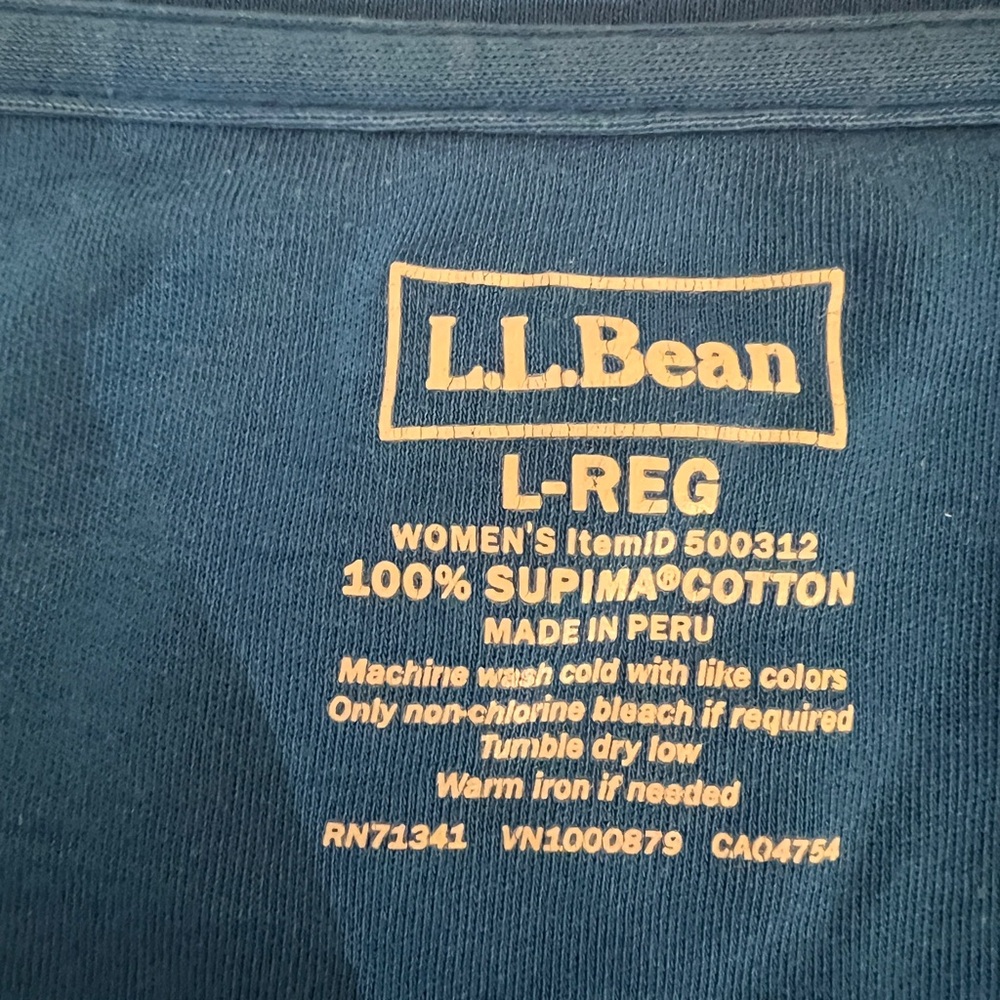 L.L. Bean Women's Pima Cotton 3/4 Sleeve Top - Royal Blue - Picture 2 of 3